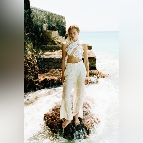 LACE TRIM LINEN TOP & PANTS LIMITED EDITION SIZE L- REF. 7953/936 & 3239/936 - Picture 12 of 16